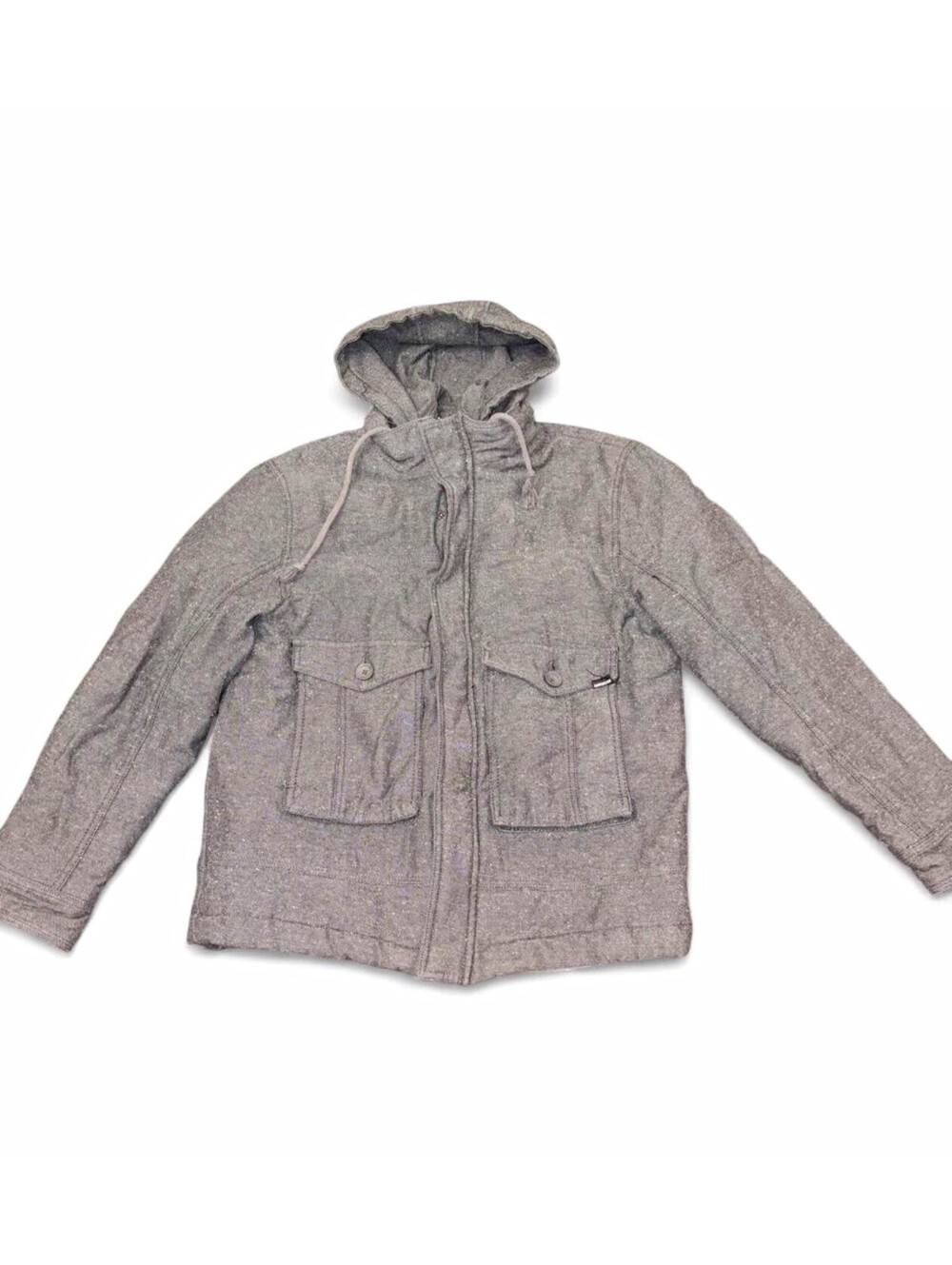 Quiksilver Men's Gray Hooded Lined Jacket - Zip/Button Front Size L